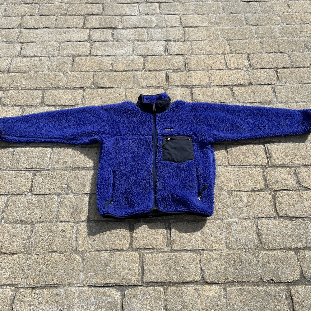 Vintage 2001 Colbat Blue Patagonia Retro Cardigan Deep Pile Small